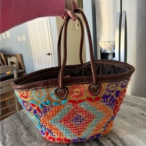 Anthropologie Multicolor Embroidered Tote